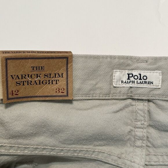 Polo Ralph Lauren Jeans Mens 42x32 Varick Slim Fit Straight Hemp Denim Grey Zip - Picture 12 of 16